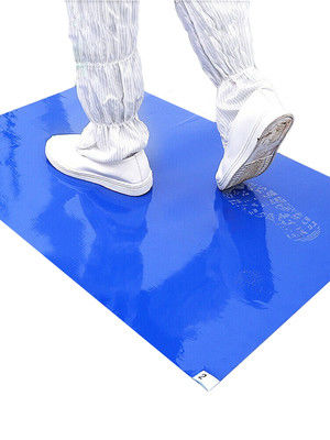24'' x 36'' White blue sticky tile mat adhesive felt pe film sticky mat for critical environment entry point