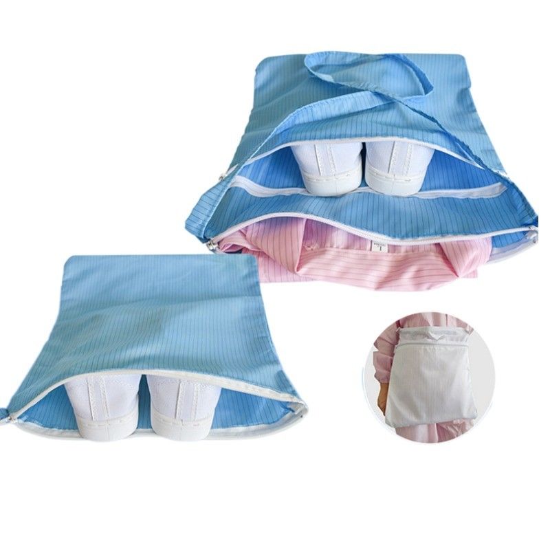 Three Layers Ziplock Blue Anti-static Lint Free Anti Static ESD Polyester Cleanroom Bag With Zipper