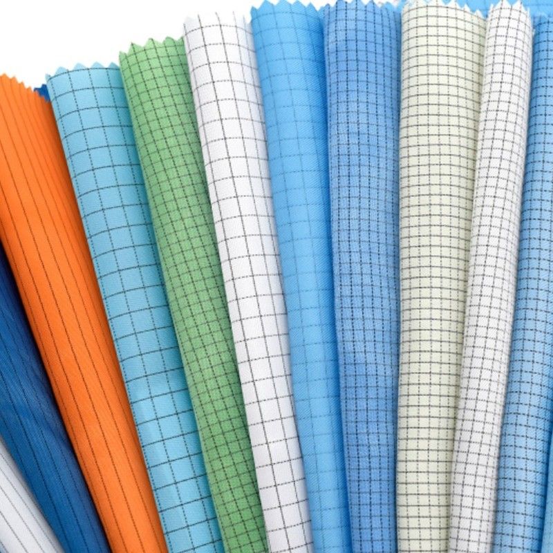 Antistatic Cleanroom Lint Free Polyester ESD Fabric For Lab Clothing