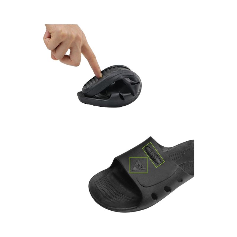 Anti Static PVC Slippers For Electronic Workshop With Six Hole Cross Design And Soft SPU